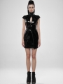 Black Gothic Punk Latex Chinese Style Short Dress