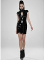 Black Gothic Punk Latex Chinese Style Short Dress