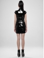 Black Gothic Punk Latex Chinese Style Short Dress