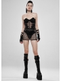 Black Gothic Cyber Tech Sexy Hollow-out Skirt