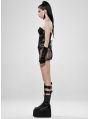 Black Gothic Cyber Tech Sexy Hollow-out Skirt