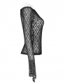 Black Gothic Rebirth Transparent Lace Long Sleeve T-Shirt for Women