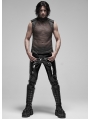 Black Gothic Punk Metal Futuristic Sleeveless Vest Top for Men