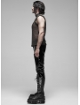 Black Gothic Punk Metal Futuristic Sleeveless Vest Top for Men