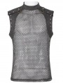 Black Gothic Punk Metal Futuristic Sleeveless Vest Top for Men