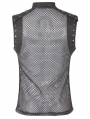 Black Gothic Punk Metal Futuristic Sleeveless Vest Top for Men