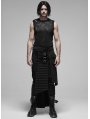 Black Gothic Punk Metal Irregular Skirt for Men