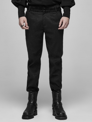 Black Vinatge Gothic jacquard Long Pants for Men