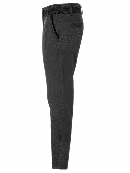 Black Vinatge Gothic jacquard Long Pants for Men - Devilnight.co.uk