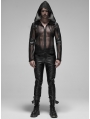 Black Gothic Punk Mesh Hoodie for Men