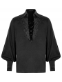 Black Gothic Fire Dragon Long Sleeve Shirt for Men
