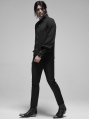 Black Steampunk Appliqued Long Sleeve Shirt for Men