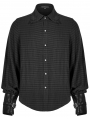 Black Steampunk Appliqued Long Sleeve Shirt for Men