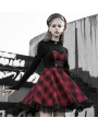 Black and Red Plaid Gothic Street Fashion Short Dress 