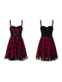 Black and Red Plaid Gothic Street Fashion Short Dress 