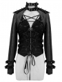 Black Women's Gothic Punk Metal Jacket with Detachable Skirt Hem