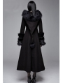 Black Gothic Fur Winter Warm Long Hooded Coat for Women