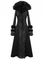 Black Gothic Fur Winter Warm Long Hooded Coat for Women