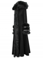 Black Gothic Fur Winter Warm Long Hooded Coat for Women