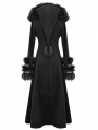 Black Gothic Fur Winter Warm Long Hooded Coat for Women