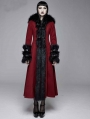 Red and Black Gothic Fur Winter Warm Long Hooded Coat for Women