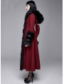 Red and Black Gothic Fur Winter Warm Long Hooded Coat for Women