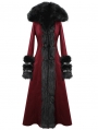 Red and Black Gothic Fur Winter Warm Long Hooded Coat for Women