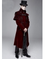 Red Gothic Victorian Vintage Long Velvet Tailcoat for Men