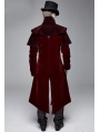 Red Gothic Victorian Vintage Long Velvet Tailcoat for Men