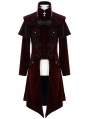 Red Gothic Victorian Vintage Long Velvet Tailcoat for Men