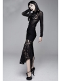 Black Vintage Pattern Gothic Irregular Fishtail Skirt