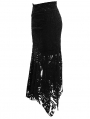 Black Vintage Pattern Gothic Irregular Fishtail Skirt