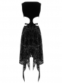 Black Vintage Pattern Sexy Gothic Hollow-out Irregular Dress