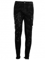 Black Gothic Punk Rock Rivet Long Pants for Men