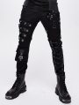 Black Gothic Punk Metal Long Pants for Men