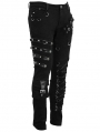 Black Gothic Punk Metal Long Pants for Men