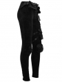 Black Women's Gothic Punk Rivet Long Trousers with Detachable Pocket