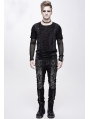 Black and Sliver Gothic Punk Metal Cross Long Trousers for Men