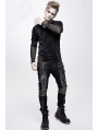 Black and Sliver Gothic Punk Metal Cross Long Trousers for Men