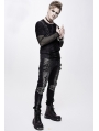 Black and Sliver Gothic Punk Metal Cross Long Trousers for Men