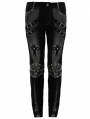 Black and Sliver Gothic Punk Metal Cross Long Trousers for Men