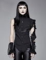 Black Gothic One-Shoulder Asymmetric Blouse for Women