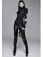Black Gothic One-Shoulder Asymmetric Blouse for Women