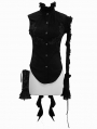 Black Gothic One-Shoulder Asymmetric Blouse for Women