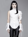 White Gothic One-Shoulder Asymmetric Blouse for Women