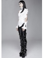 White Gothic One-Shoulder Asymmetric Blouse for Women