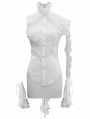 White Gothic One-Shoulder Asymmetric Blouse for Women