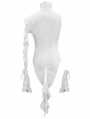 White Gothic One-Shoulder Asymmetric Blouse for Women