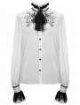 White Vintage Gothic Palace Bowtie Shirt for Men