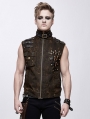 Brown Do Old Style Gothic Punk Rock Vest Top for Men